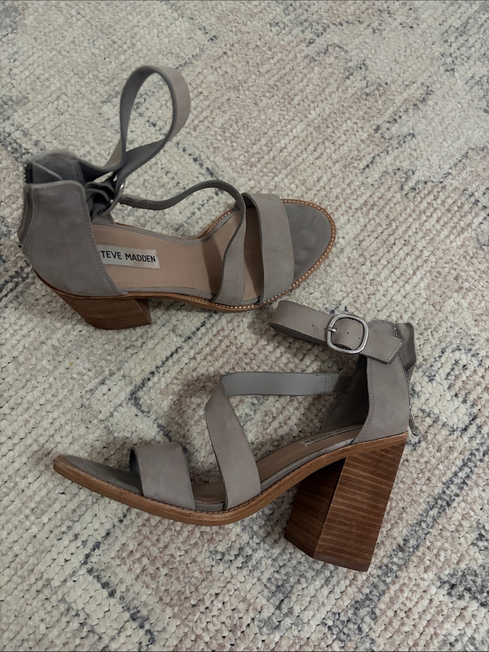 Steve Madden Taupe Strappy Block Heel Sandals